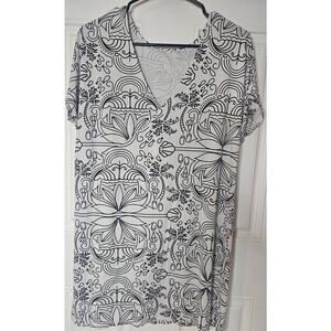 Fighting Eel Black and White Print Shirt Dress-size M